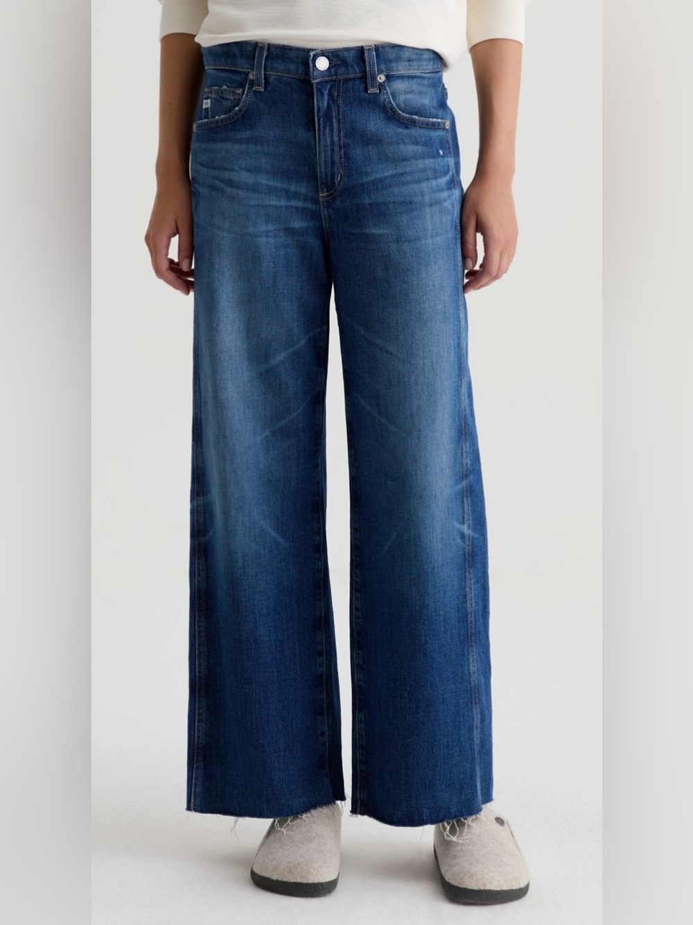 NWTš„AG Wide-Leg crop Mid-Rise Jeans in Classic Blue 25